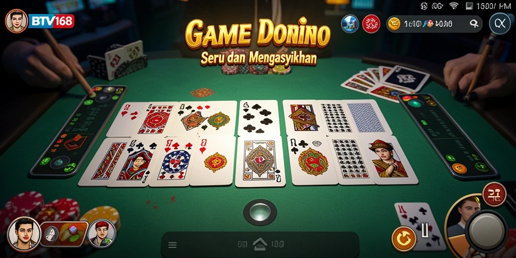 Screenshot BTV168 menampilkan aksi seru permainan Domino dengan teman.