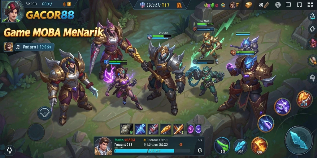 Screenshot gameplay GACOR88 menampilkan pertarungan seru dan strategi tim.