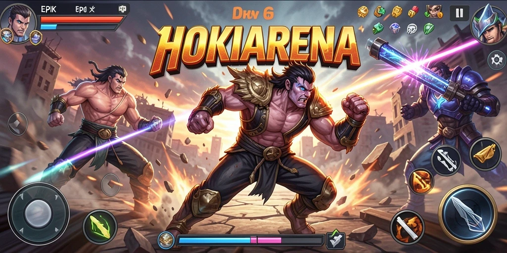 Tangkapan layar HOKIARENA menunjukkan aksi pertarungan yang intens dan grafis memukau.