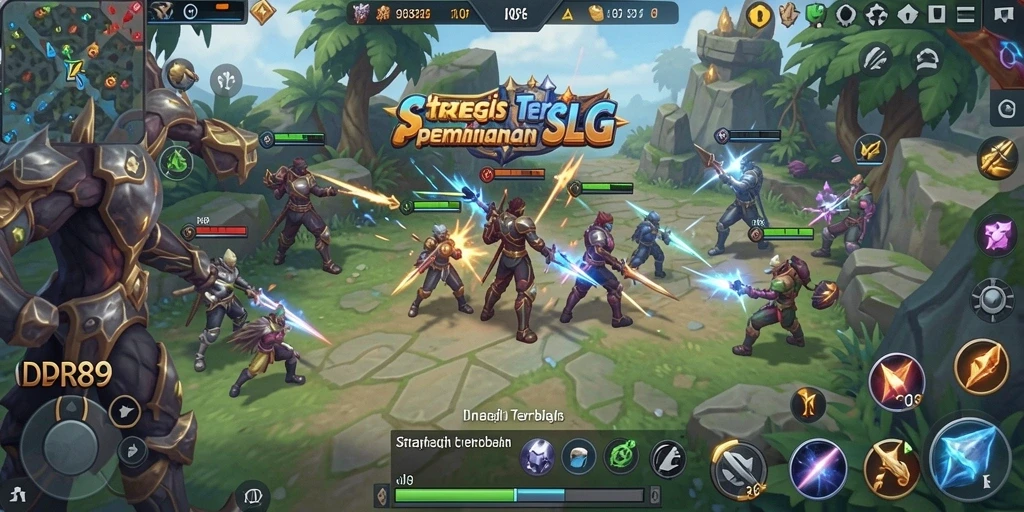 Screenshot gameplay IDR89 yang menunjukkan pertempuran dan strategi SLG.