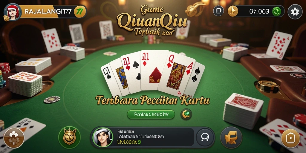Tampilan gameplay seru RAJALANGIT77 dengan kartu QiuQiu.