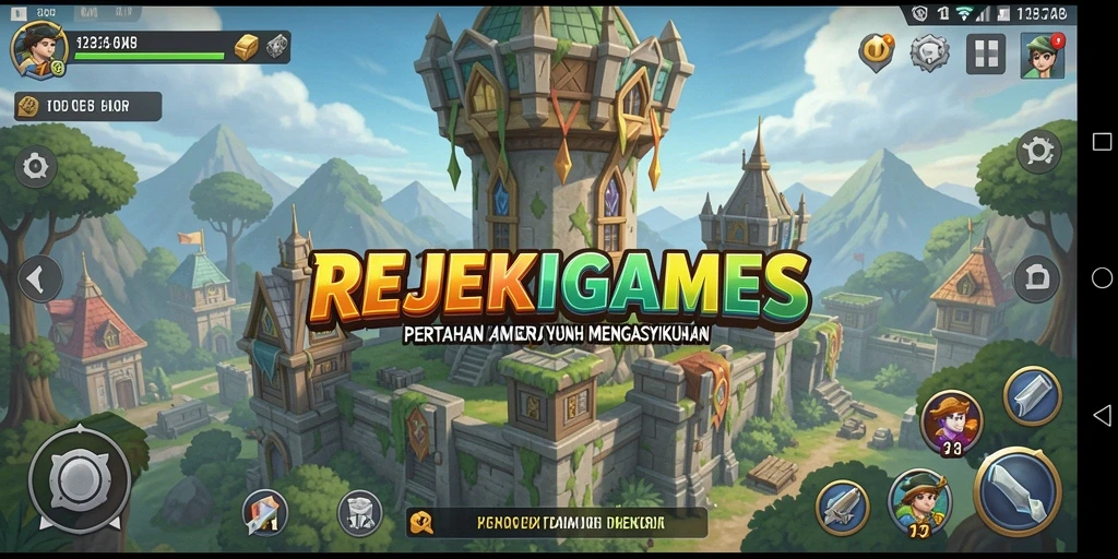 Tangkapan layar menunjukkan aksi menegangkan dalam gameplay Tower Defense REJEKIGAMES.