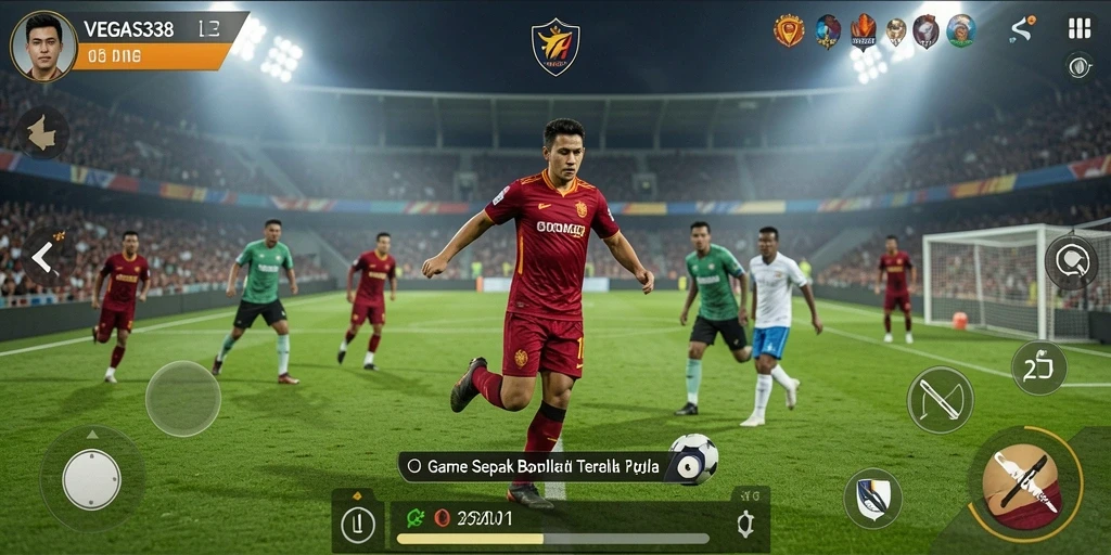 Screenshot gameplay VEGAS338 yang menampilkan aksi sepak bola seru.