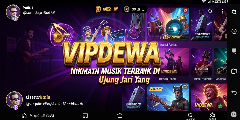 Screenshot gameplay VIPDEWA menampilkan antarmuka aplikasi yang menarik dan koleksi lagu yang kaya.